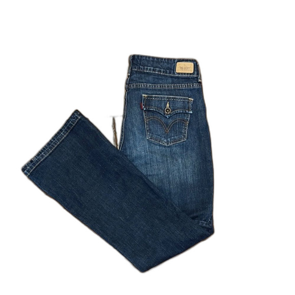 Levi’s Women's 526 Slender Bootcut Dark Wash Blue Jeans-sz 12 - Picture 1 of 8